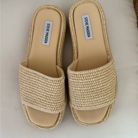 Steve Madden Women's Cream Woven Slide Sandals - Picture 1 of 1